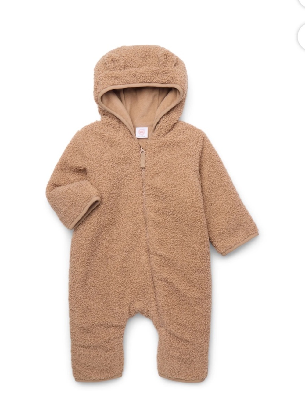 Cozy Teddy Fleece Hooded Baby One -Piece - Brown (56)